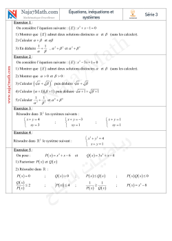 Équations, inéquations et systèmes-Serie d'exercices n° 3