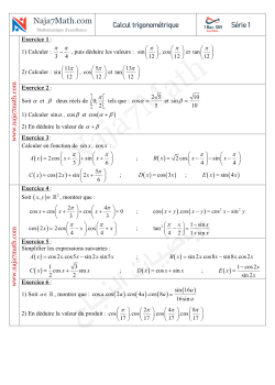 Calcul trigonométrique-Serie d'exercices n° 1