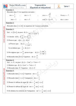 Trigonométrie 2(Équations et inéquations)-Serie d'exercices n° 1