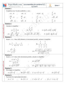 Les ensembles de nombres N, Z, Q, D et R-Serie d'exercices n° 1