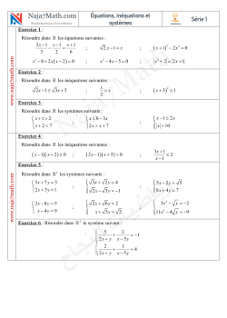Équations, inéquations et systèmes-Serie d'exercices n° 1