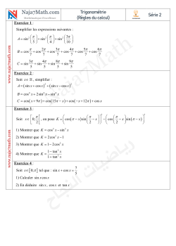 Trigonométrie 1(Règles du calcul)-Serie d'exercices n° 2